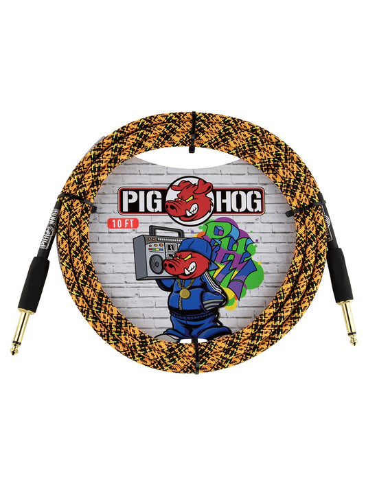 Pig Hog Graffiti Orange Instrument Cable-10ft