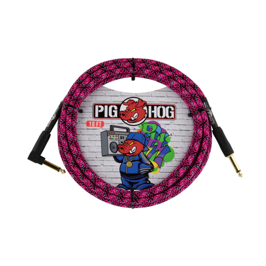 Pig Hog "Graffiti Pink" Instrument Cable, 10ft RA