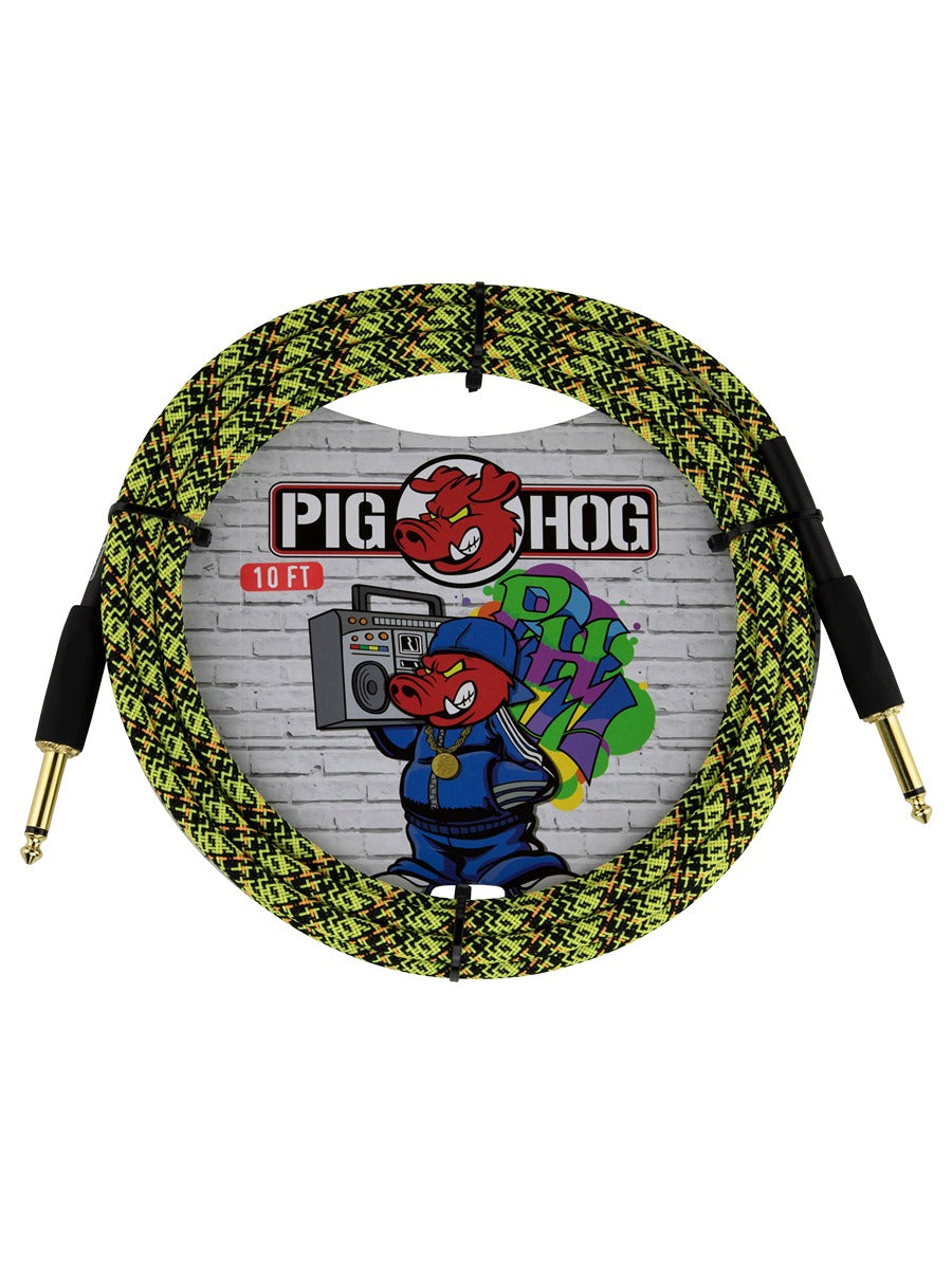 Pig Hog Graffiti Yellow Instrument Cable- 10ft