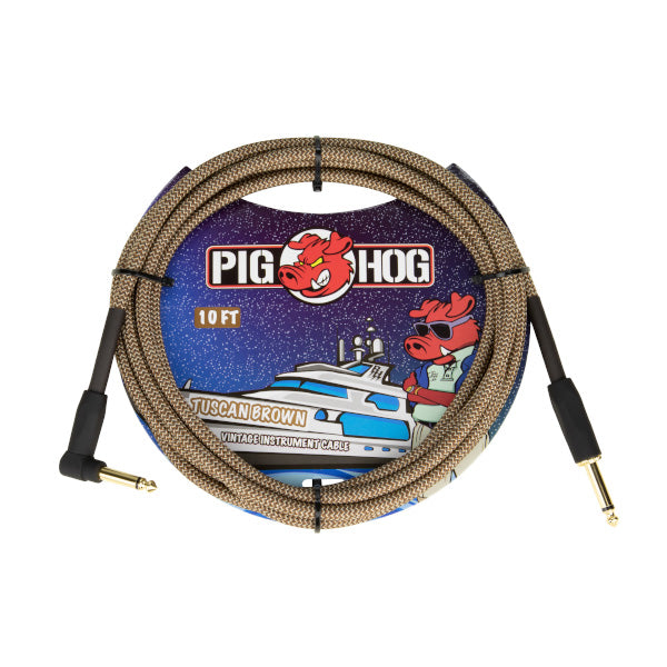 Pig Hog "Tuscan Brown" Instrument Cable, 10ft, Right Angle