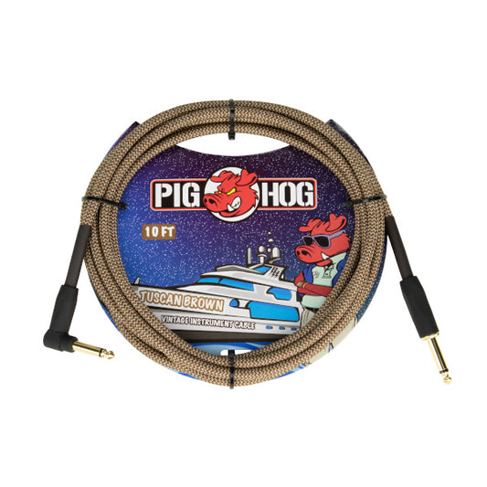 Pig Hog "Tuscan Brown" Instrument Cable, 10ft, Right Angle