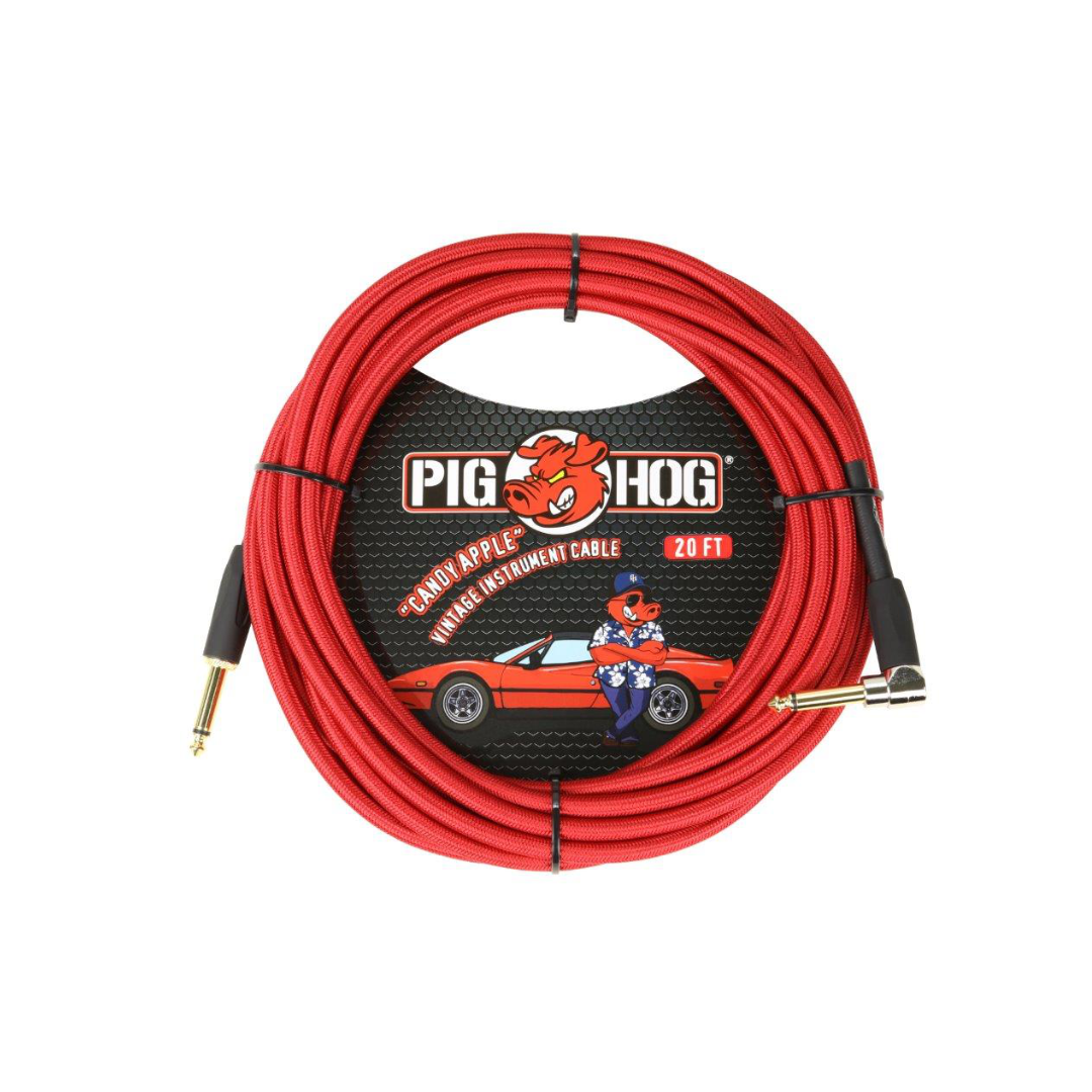 Pig Hog "Candy Apple Red" Instrument Cable, 20ft. Right Angle
