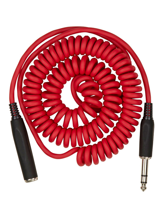 Hex Series Coiled Headphone Extension Cable, 1/4" - 25ft - Candy Apple Red