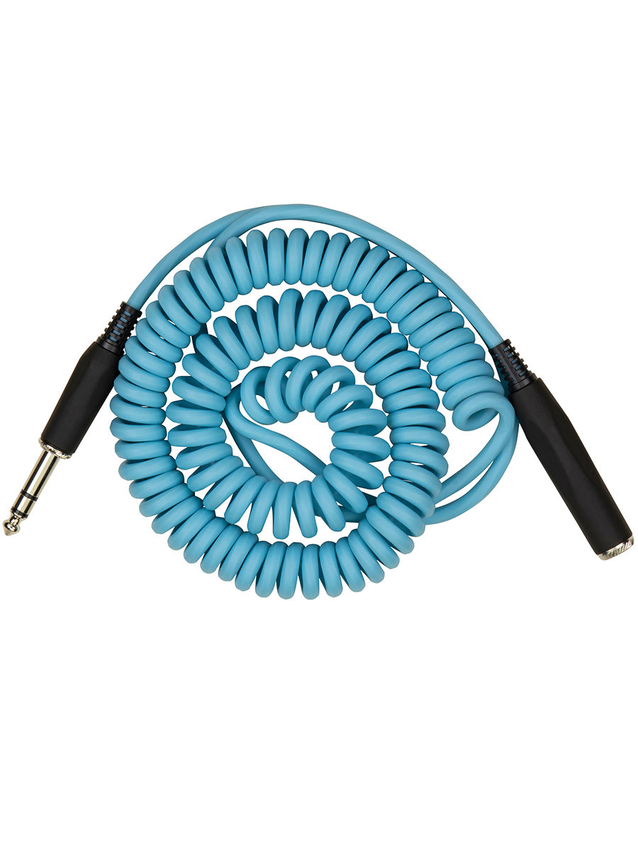 Hex Series Coiled Headphone Extension Cable, 1/4" - 25ft - Daphne Blue