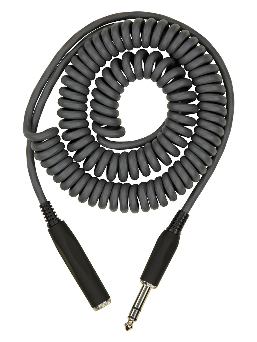 Hex Series Coiled Headphone Extension Cable, 1/4" - 25ft - Charcoal Grey
