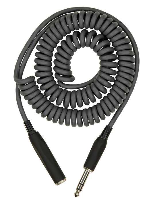 Hex Series Coiled Headphone Extension Cable, 1/4" - 25ft - Charcoal Grey