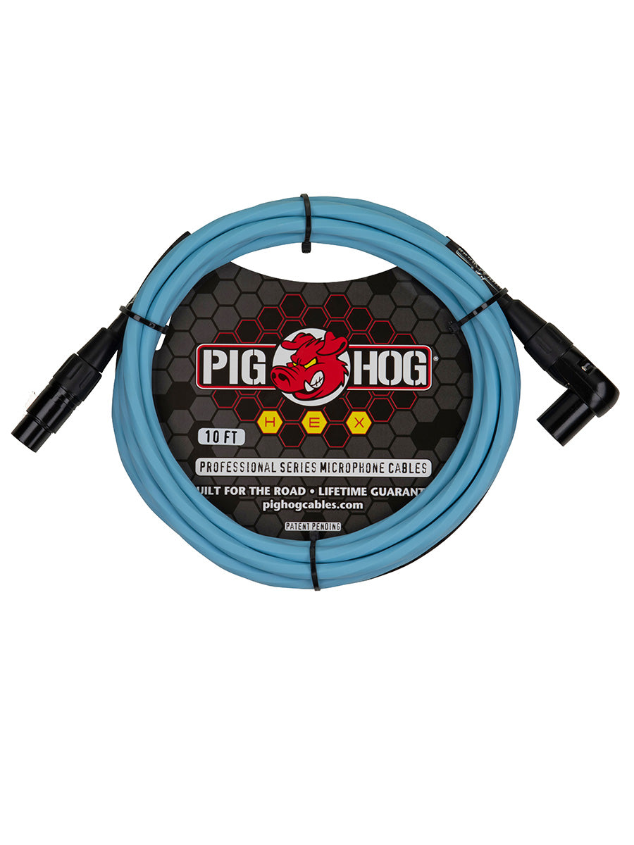 Pig Hog Hex Core Right Angle XLR Daphne Blue