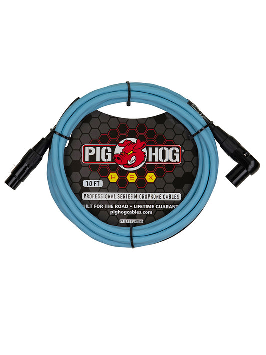 Pig Hog Hex Core Right Angle XLR Daphne Blue