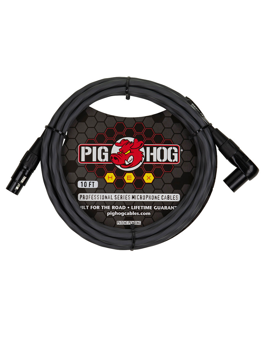 Pig Hog Right Angle Hex Core XLR Grey