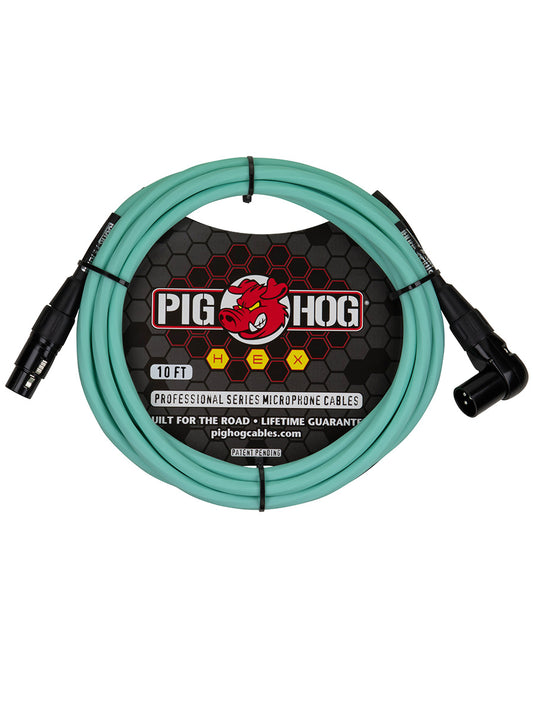 Pig Hog Right Angle Hex Core XLR Seafoam Green