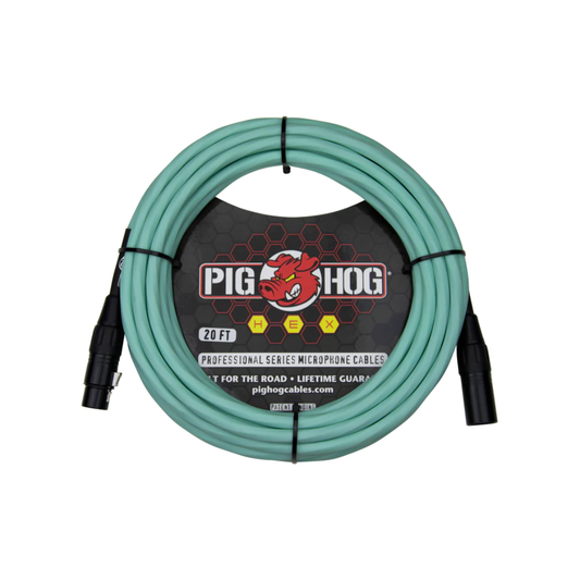 Pig Hog Hex Series Mic Cable, 20ft - Seafoam Green
