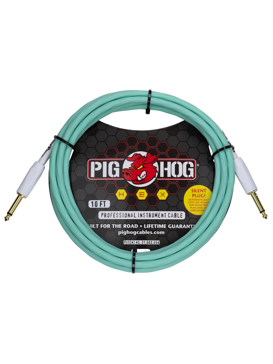 Hex Series Silent Cable 10 ft Seafoam Green