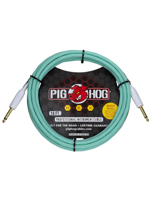 Hex Series Silent Cable 10 ft Seafoam Green