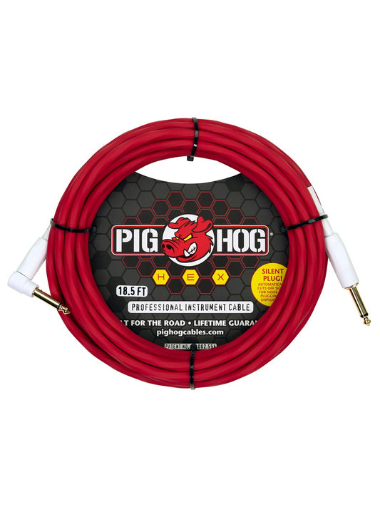 Hex Series Silent Cable 18.6 ft Candy Apple Red right angle
