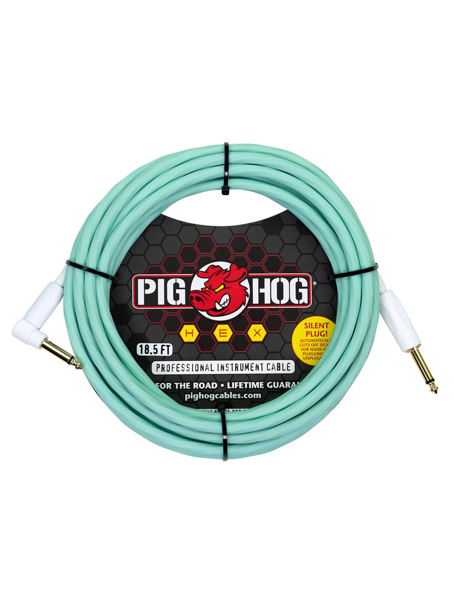 Hex Series Silent Cable 18.6 ft Seafoam Green right angle
