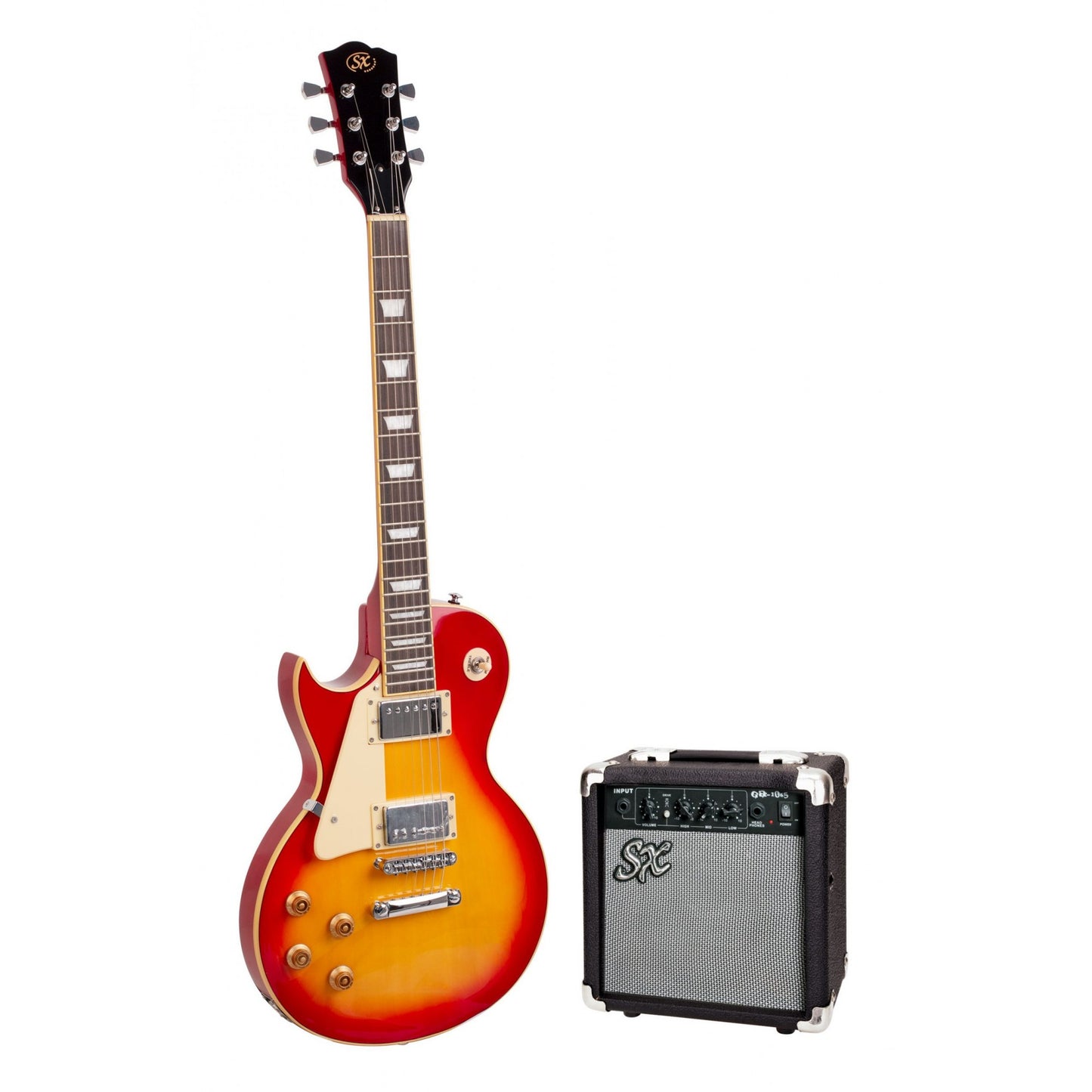 SX LP Electric Guitar Pack Left Handed - Cherry Sunburst