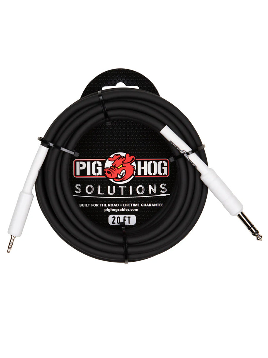 Pig Hog Cable -  1/4" TRS to 1/8" mini, 20ft