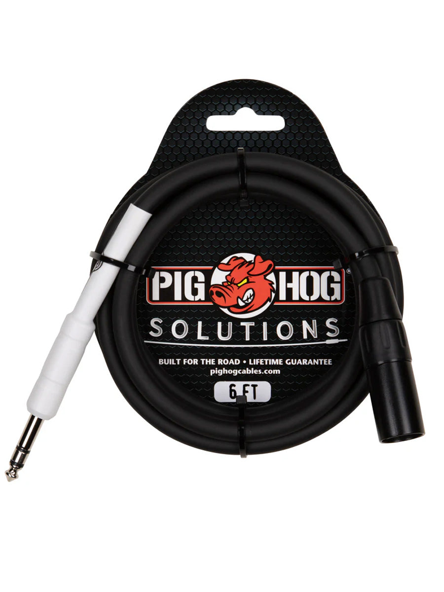 Pig Hog Cable - XLR male to 1/4" TRS, 6ft