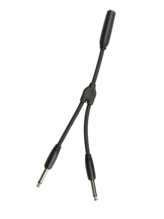6" Y Cable, Mono 1/4"(F)-Dual Mono 1/4"(M)