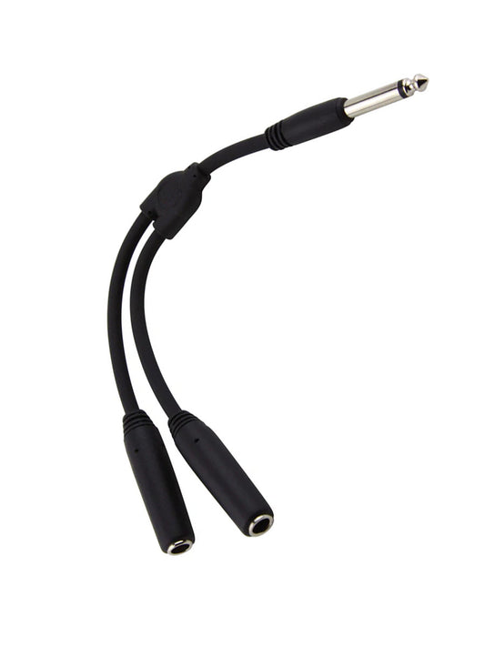 6" Y Cable, Mono 1/4"(M)-Dual Mono 1/4"(F)