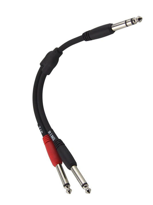 6" Y Cable, Stereo 1/4"(M)-Dual Mono 1/4"(M)