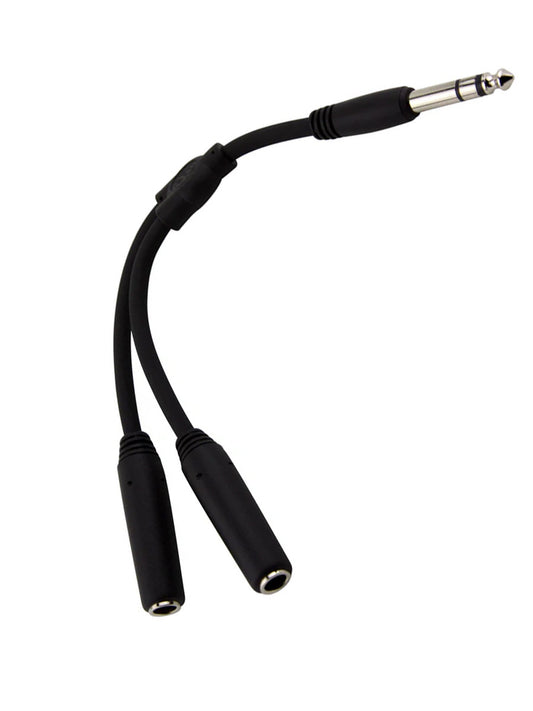 6" Y Cable, Stereo 1/4"(M)-Dual Stereo 1/4"(F)