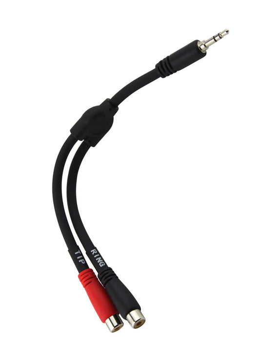 6" Y Cable, Stereo 3.5MM(M)-Dual RCA(F)