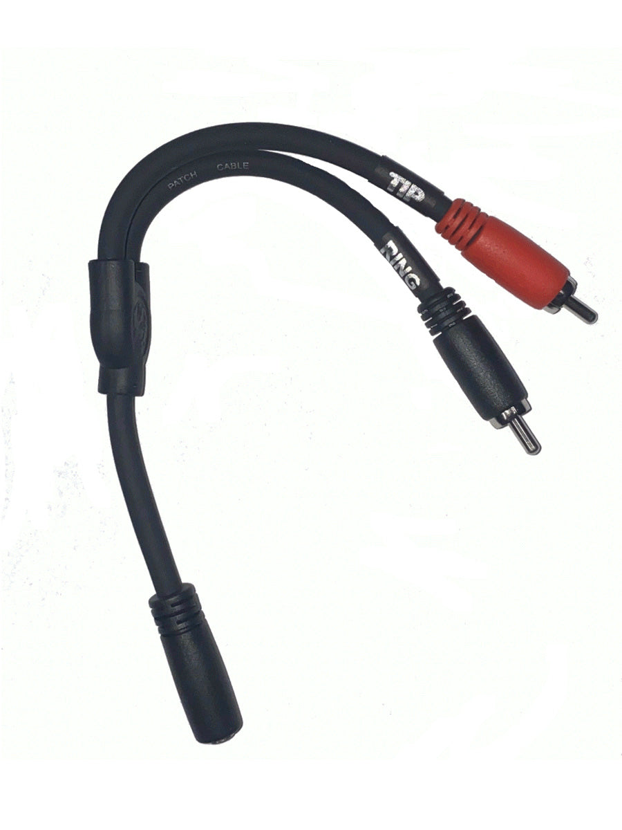 Pig Hog 6" Y cable, 3.5mm TRS (F) - Dual RCA (M)