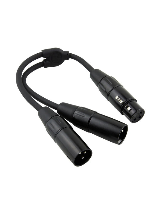 6" Y Cable, XLR(F)-Dual XLR(M)