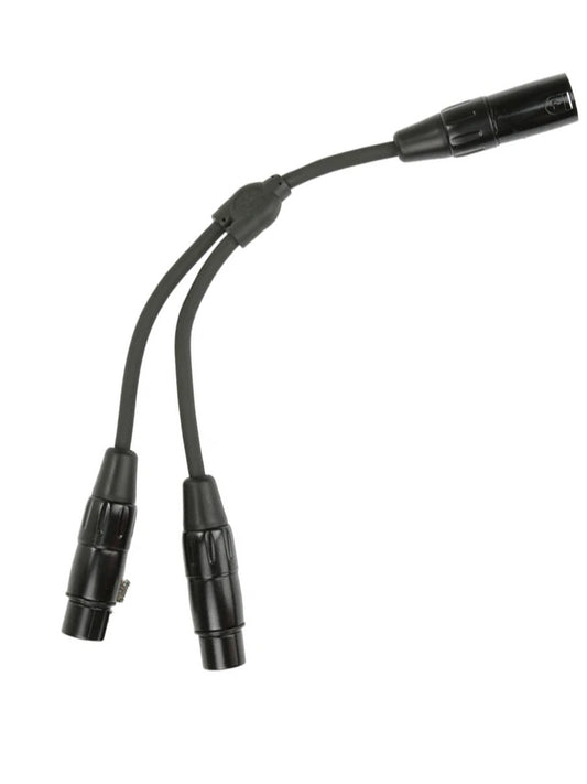 6" Y Cable, XLR(M)-Dual XLR(F)