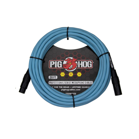 Pig Hog Hex Series Mic Cable, 20ft - Daphne Blue