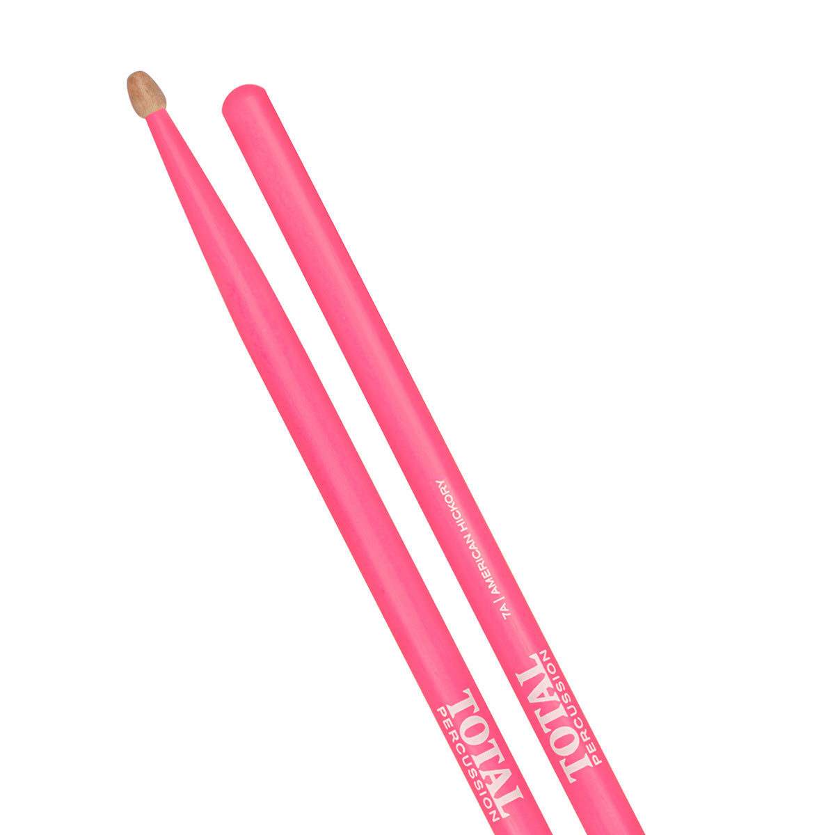 Total Percussion 7A Hickory Drumsticks - Fluorescent Pink / Wood Tip