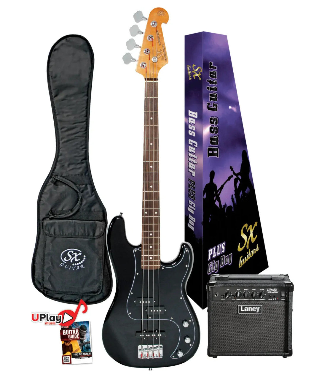 SX Student Bass Guitar Pack w/ Laney Amp - Multiple Colours Available