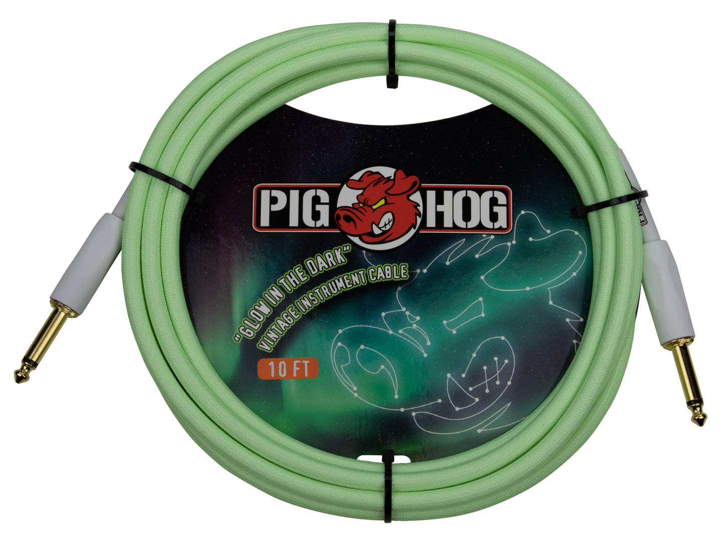 Pig Hog "Glow in the Dark" Instrument Cable, 10ft Straight