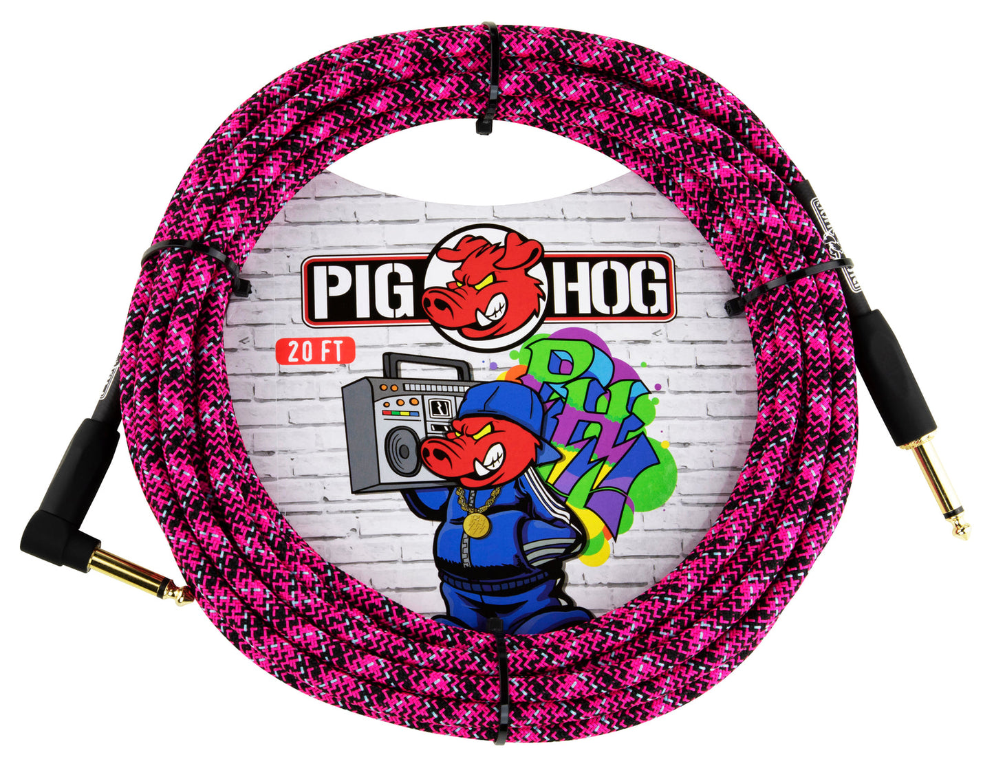 Pig Hog "Graffiti Pink" Instrument Cable, 20ft RA