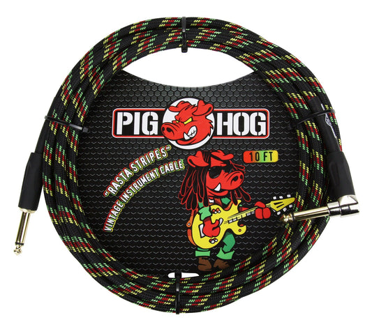 Pig Hog "Rasta Stripes" Instrument Cable, 10ft RA