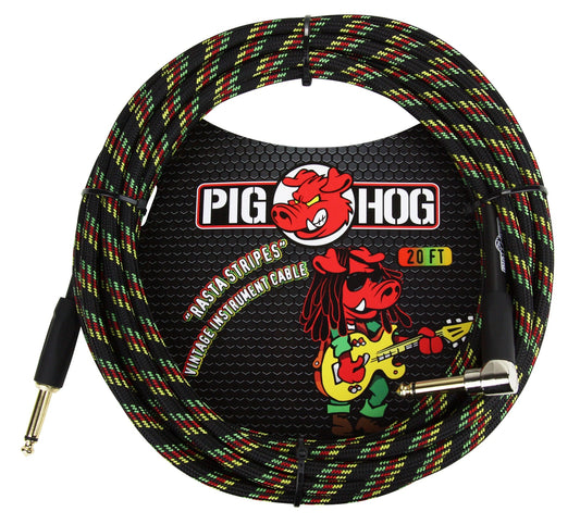 Pig Hog "Rasta Stripes" Instrument Cable, 20ft RA
