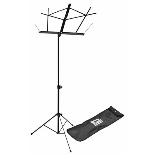 On Stage Compact Sheet Music Stand in Black with Bag