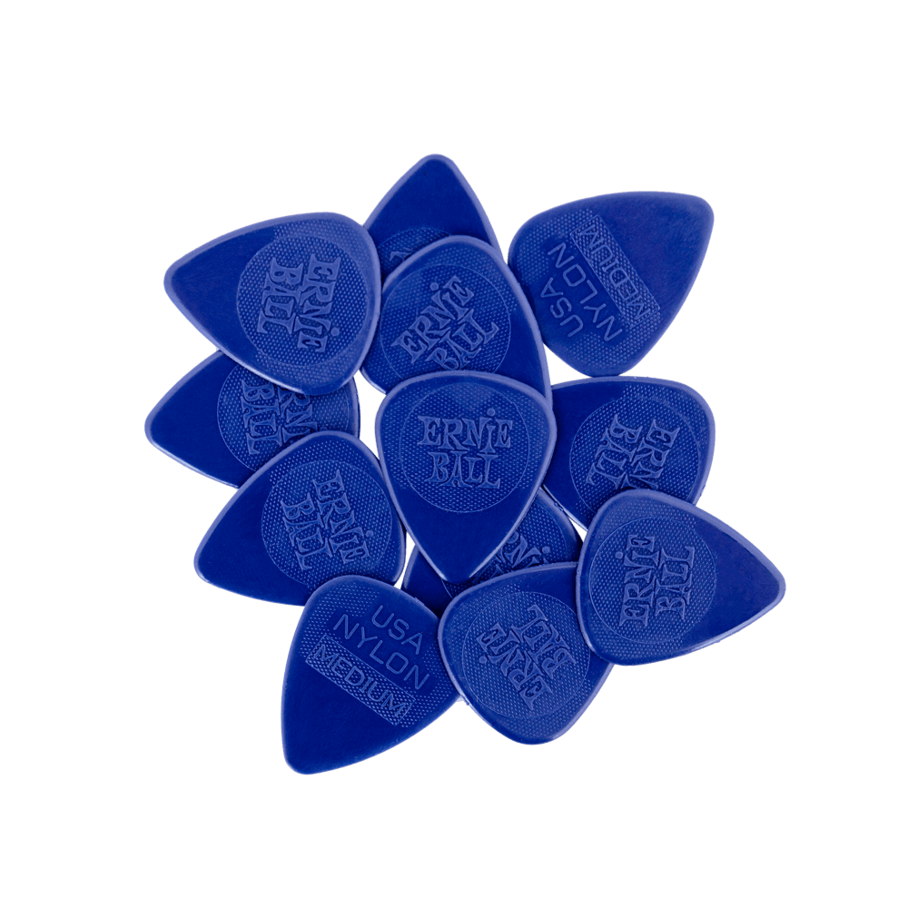 Ernie Ball 12-Piece Medium Injection Molded Nylon Guitar Picks Bag, 0.72mm Size