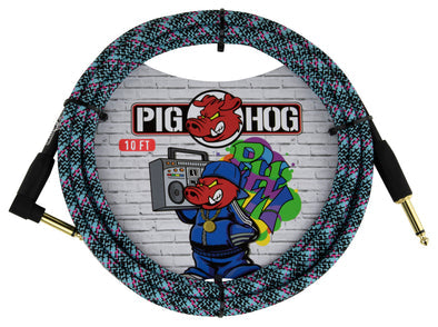 Pig Hog 10ft Instrument Cable (Right angle) - Blue Graffiti
