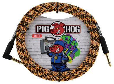 Pig Hog 10ft Instrument Cable (Right angle) - Orange Graffiti