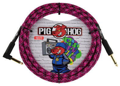 Pig Hog 10ft Instrument Cable (Right angle) - Pink Graffiti