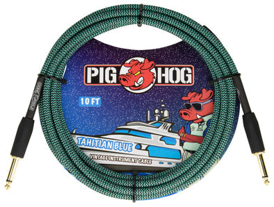 Pig Hog 10ft Instrument Cable (Straight angle) - Tahitian Blue