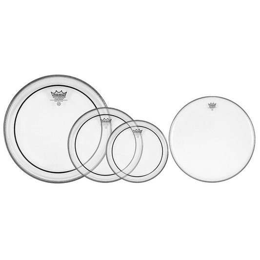 Remo Pinstripe Clear Rock Pro Pack - 12", 13", 16" w/ Free 14" Coated Ambassador
