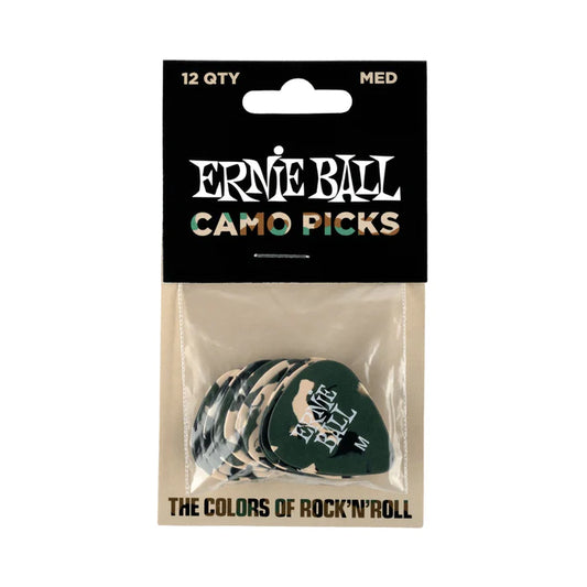 Ernie Ball Medium Camouflage Cellulose Picks 12 Piece Bag